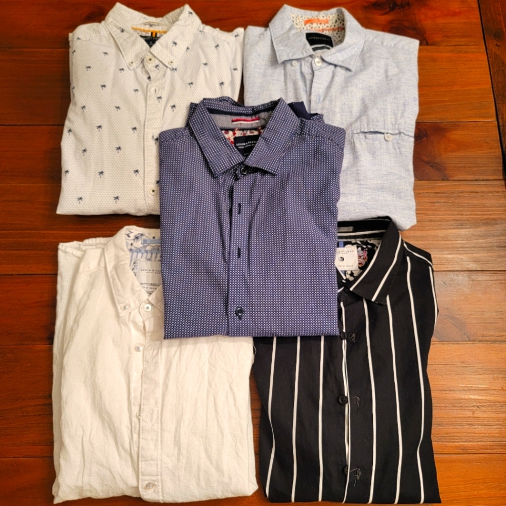 Denim & Flower Short Sleeve Button Shirts